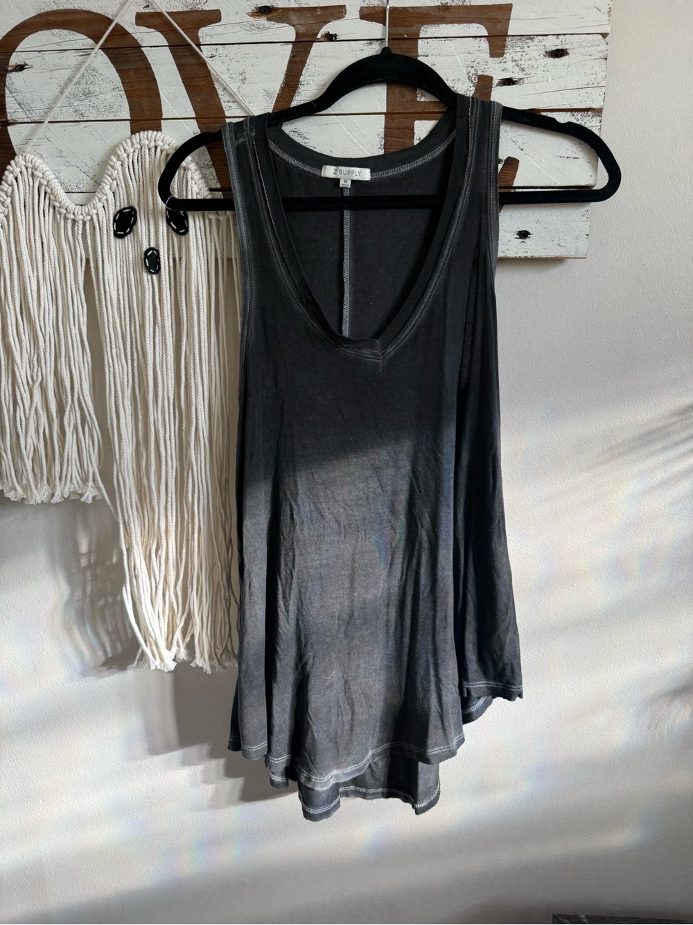 Z Supply Washed Charcoal V-Neck Swing Tank